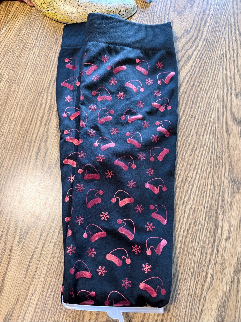 NWOT Black and Red Shiny Santa Hat Leggings